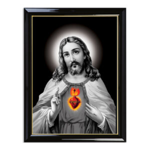 Sacred Heart Jesus with  Black & White Frame