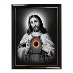 Sacred Heart Jesus with  Black & White Frame