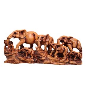 Wooden Finished Elephant Family