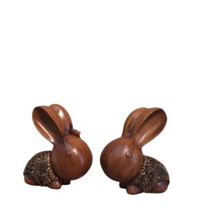 Wooden Rabbit Pair
