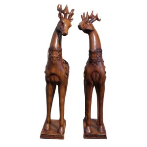 Wooden deer pair