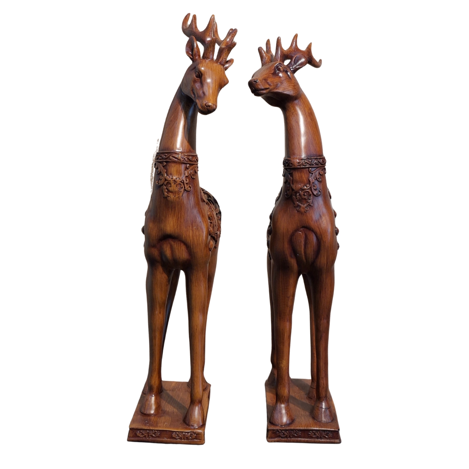 Wooden deer pair