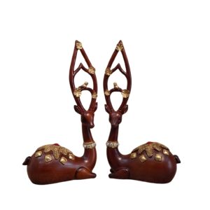 Wooden Finished Deer Pair