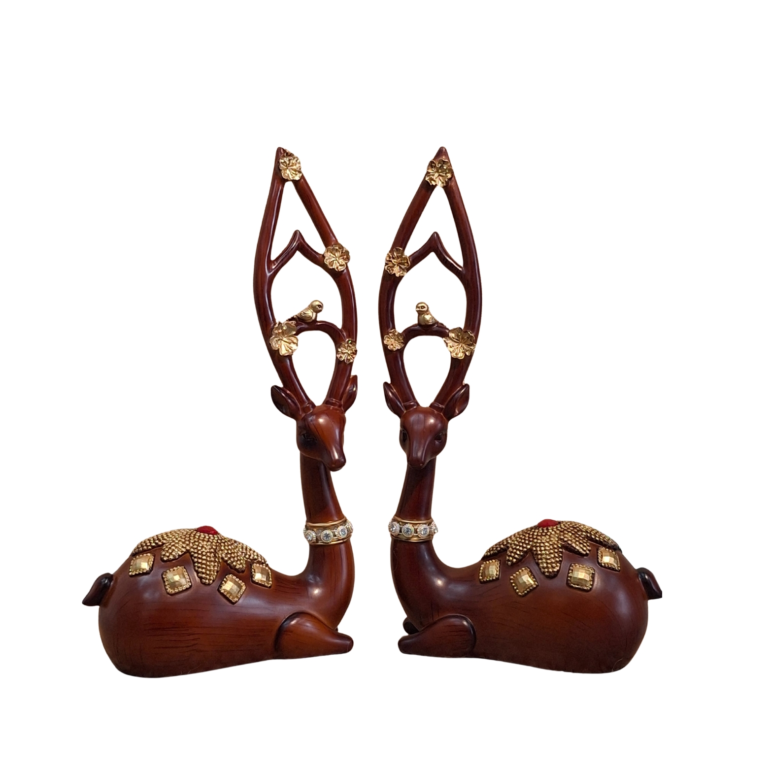Wooden Finished Deer Pair