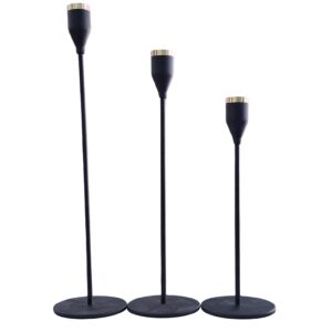 Modern Black Metal Candle Holder Set (Set of 3)