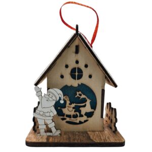 Wooden Santa Home Hanging With Light (Medium)