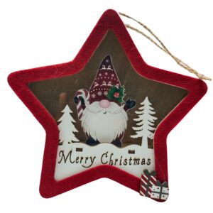 Wooden Santa Star Merry Christmas Hanging Light