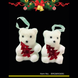 White Teddy Christmas Decoration